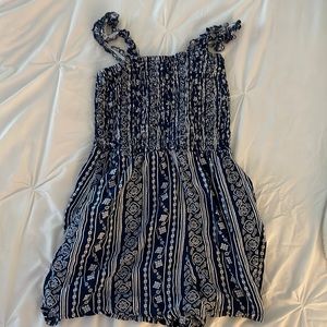 Lily Rose romper blue and white pattern